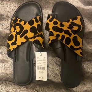 NWT Leopard criss cross sandals